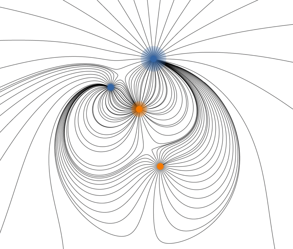 Abstract visualization representing physical systems and energy principles